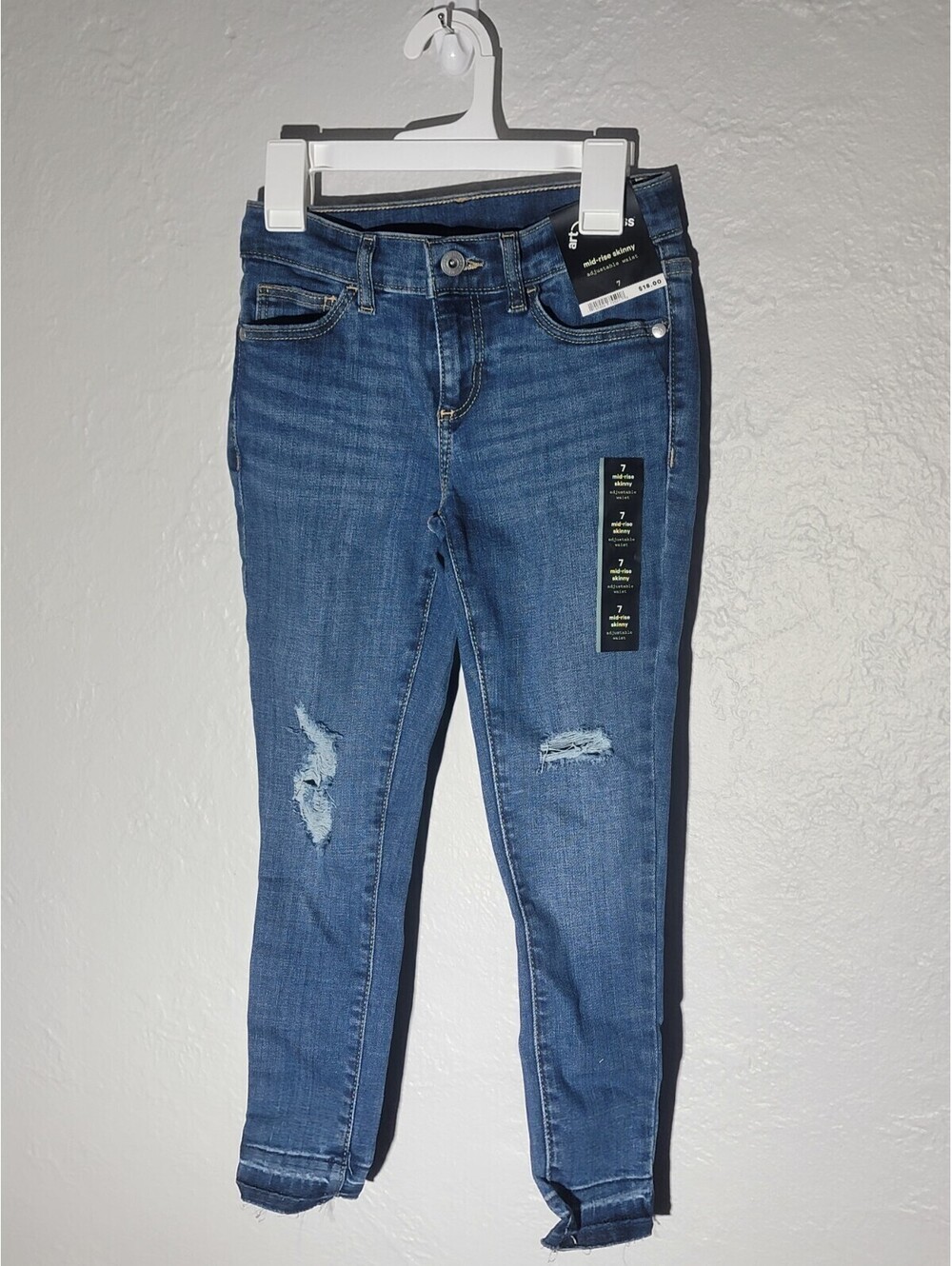 Girls" Art Class Mid-Rise Skinny Jeans Blue Medium Wash Distressed Size 7